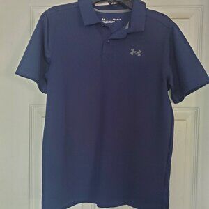 Under Armour Performance Polo Golf Shirt Size Youth Large, Navy Blue, worn once